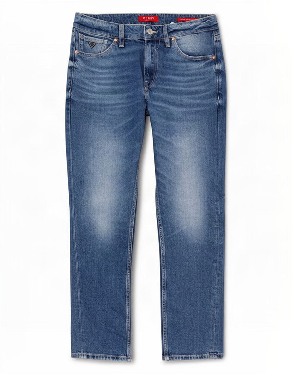 Damskie jeansy Guess ze średnim stanem, zwężane W29 L30, niebieska bawełna