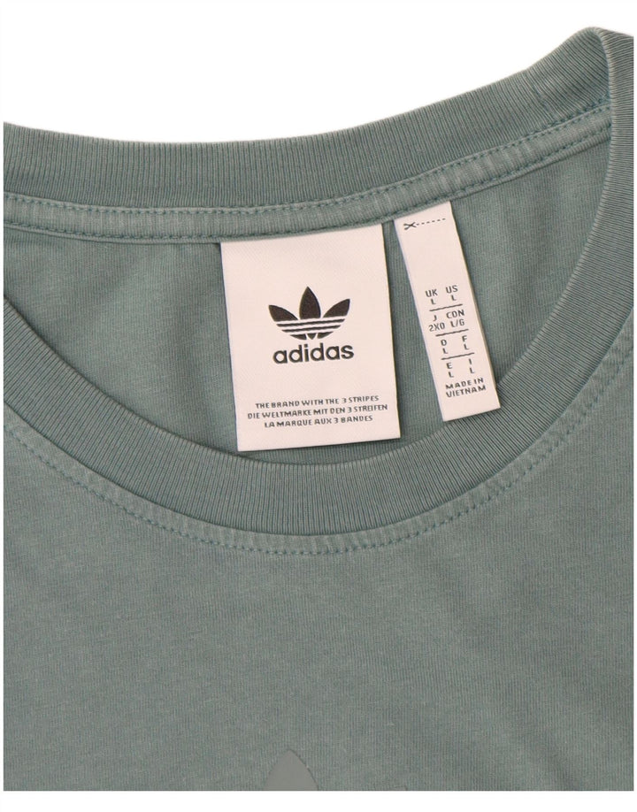 Adidas Męski T-shirt Top Duży Niebieski Bawełniany