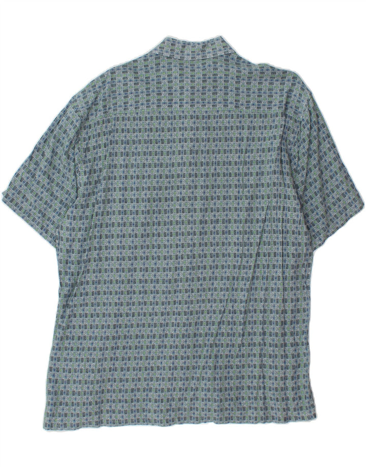 PIERRE CARDIN Mens Short Sleeve Shirt Medium Blue Geometric Rayon Vintage Pierre Cardin and Second-Hand Pierre Cardin from Messina Hembry 