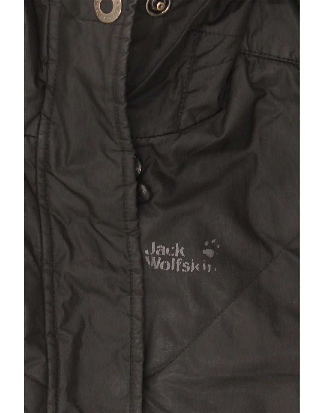 Damski ocieplany płaszcz z kapturem Jack Wolfskin UK 10, mały, czarny poliester