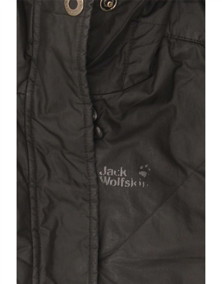 Damski ocieplany płaszcz z kapturem Jack Wolfskin UK 10, mały, czarny poliester