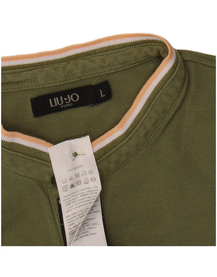 Męska koszulka polo Liu Jo, duża, bawełniana w kolorze khaki
