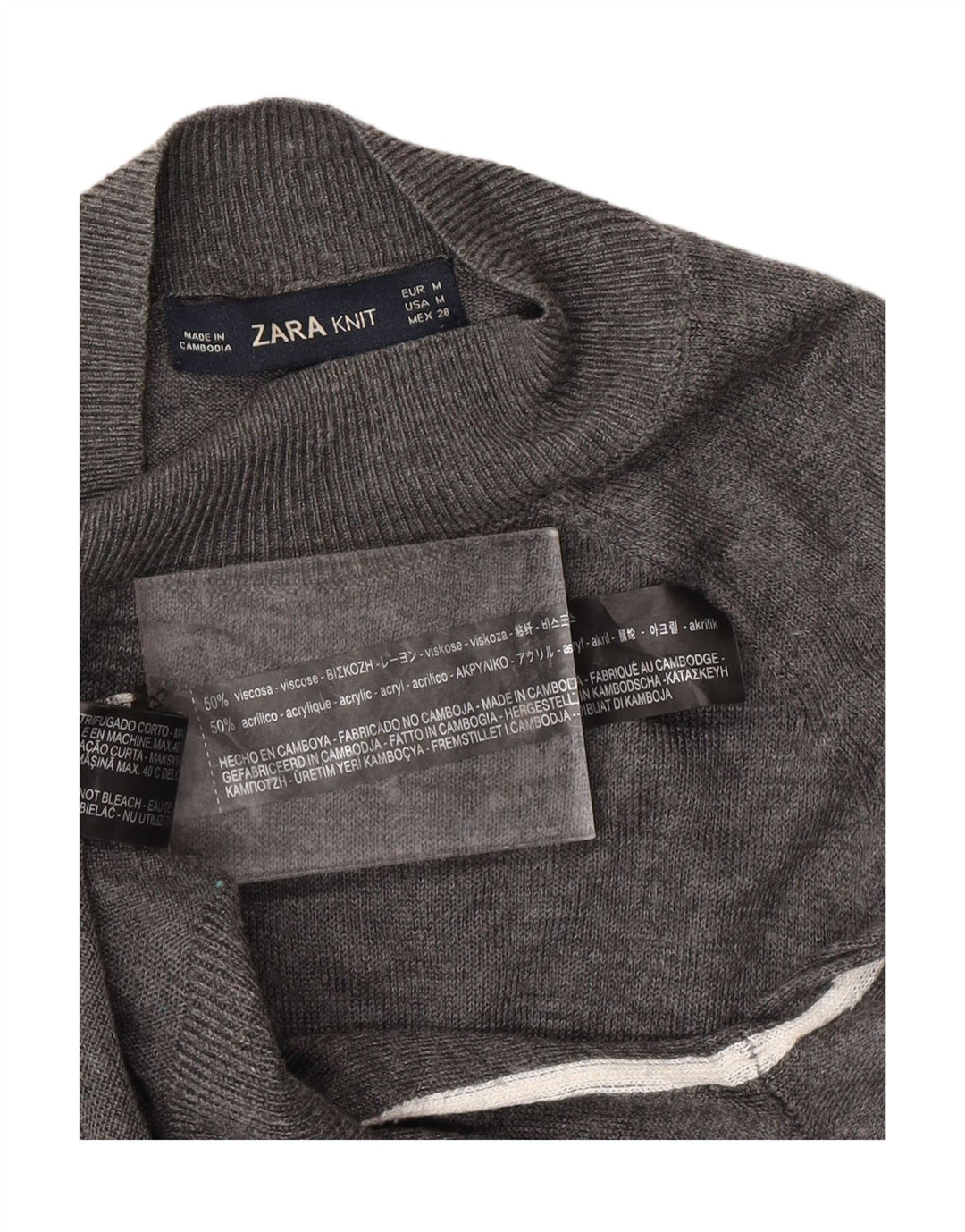 Damski sweter z golfem ZARA UK 12, średnioszara wiskoza