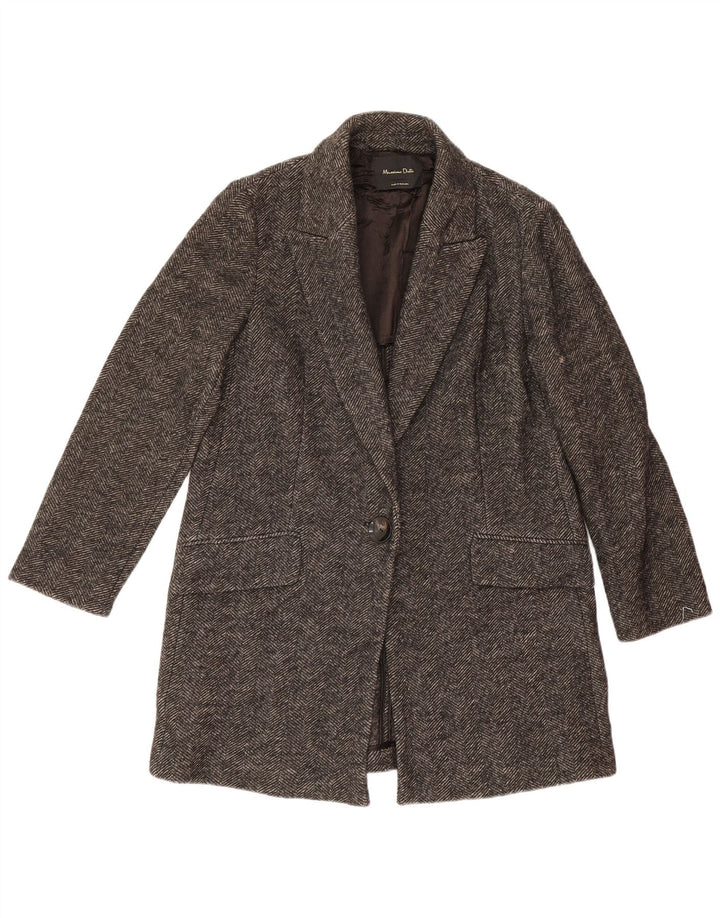 Damska marynarka zapinana na 1 guzik Massimo Dutti UK 14, średnioszara, w jodełkę