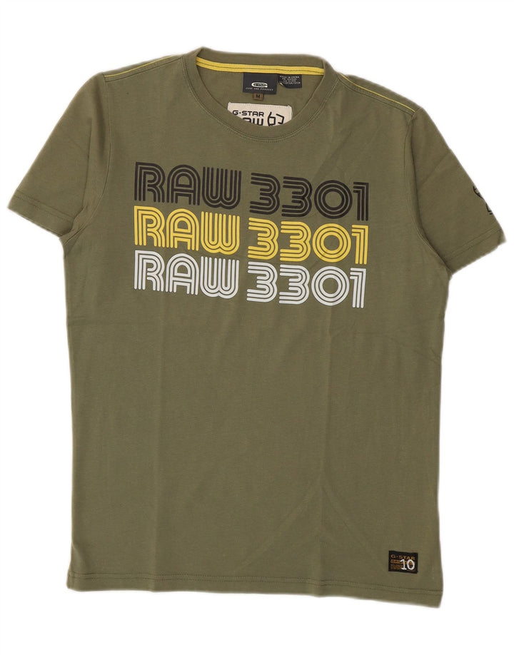 Męska koszulka z grafiką G-Star, średnia bawełna khaki