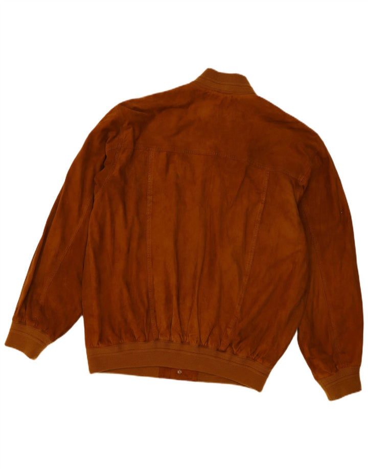 Vintage męska zamszowa kurtka bomber UK 40 duża brązowa skóra