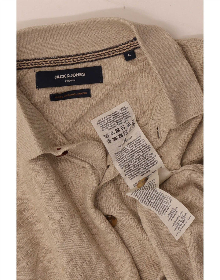 Męska koszulka polo Jack & Jones, duża, beżowa, bawełniana