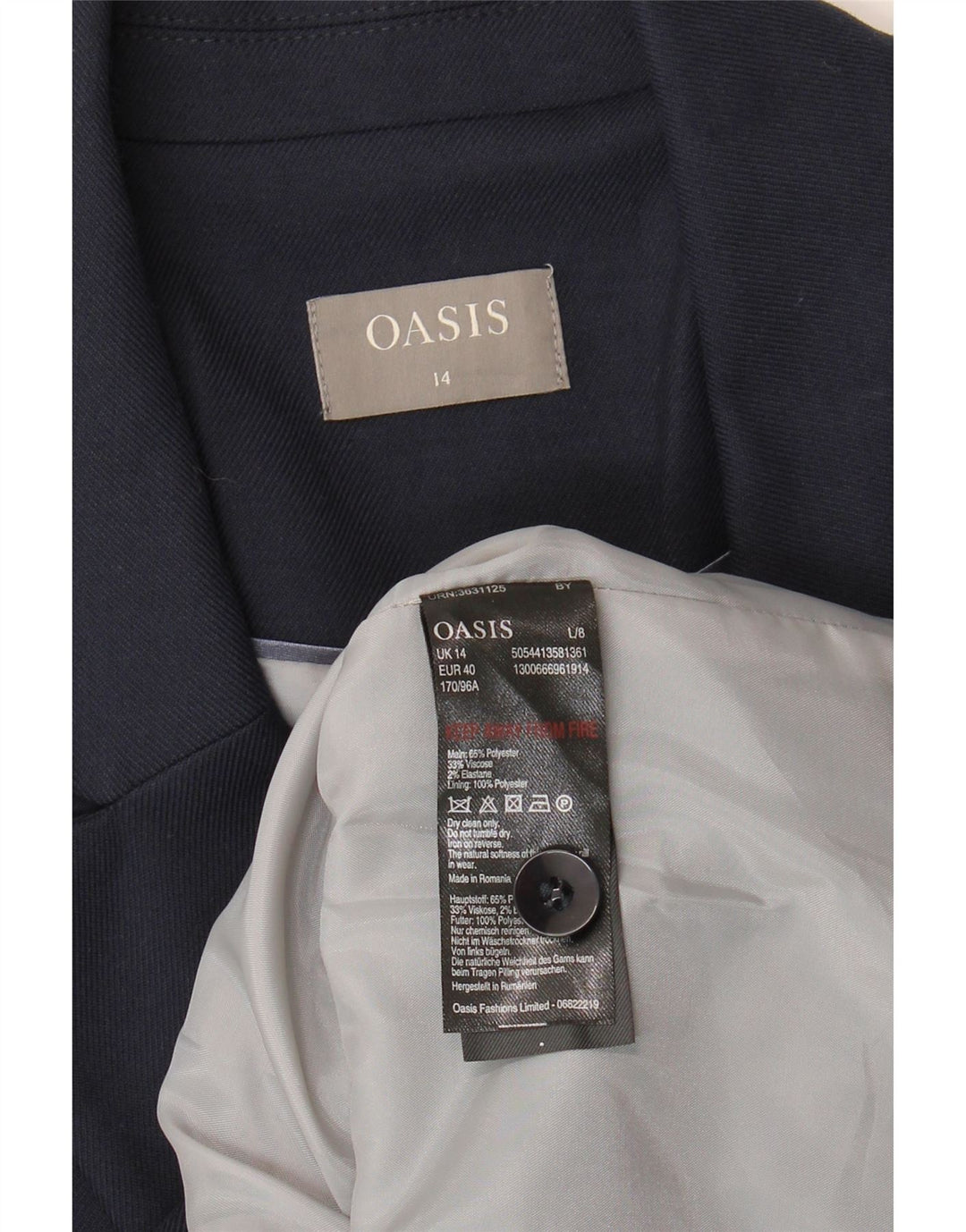 OASIS Womens Double Breasted Blazer Jacket UK 14 Medium Navy Blue Vintage Oasis and Second-Hand Oasis from Messina Hembry 