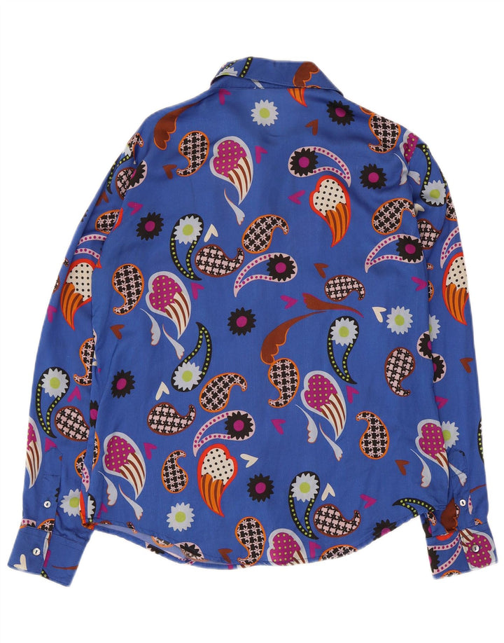 Damska bluzka koszulowa w stylu vintage IT 42 Średni niebieski Paisley Poliamid