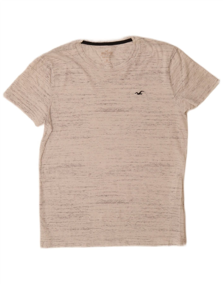 HOLLISTER Męski T-shirt Top, mały, złamanej bieli, bawełniany w cętki