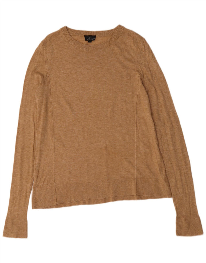 Topshop damski top oversize z długim rękawem, UK 10, mały, beżowy