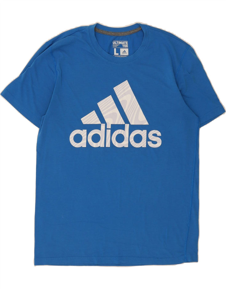 ADIDAS Mens Graphic T-Shirt Top Large Blue Polyester Vintage Adidas and Second-Hand Adidas from Messina Hembry 