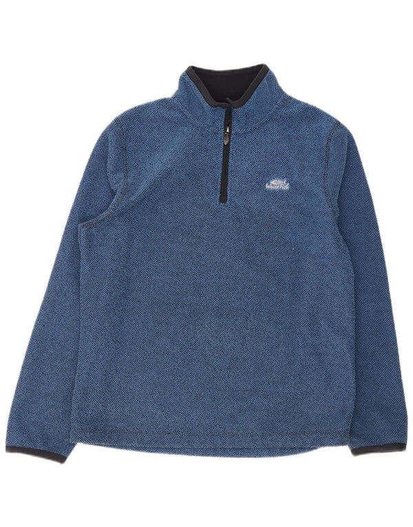 Weird Fish Mens Zip Neck Fleece Jumper Large Blue Polyester