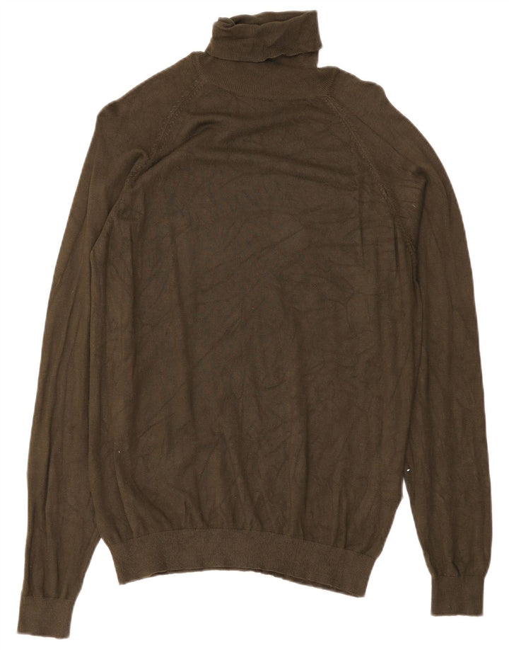 Damski sweter z golfem Zara UK 14 Średni zielony wiskoza