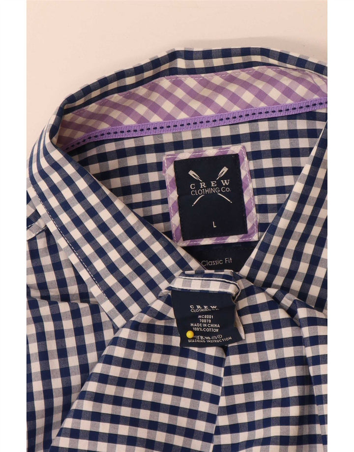 Crew Clothing Męska koszula o klasycznym kroju, duża, niebieska bawełniana kratka