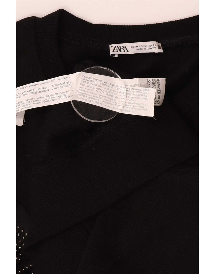 Damski sweter oversize Zara UK 14, średni czarny, bawełniany