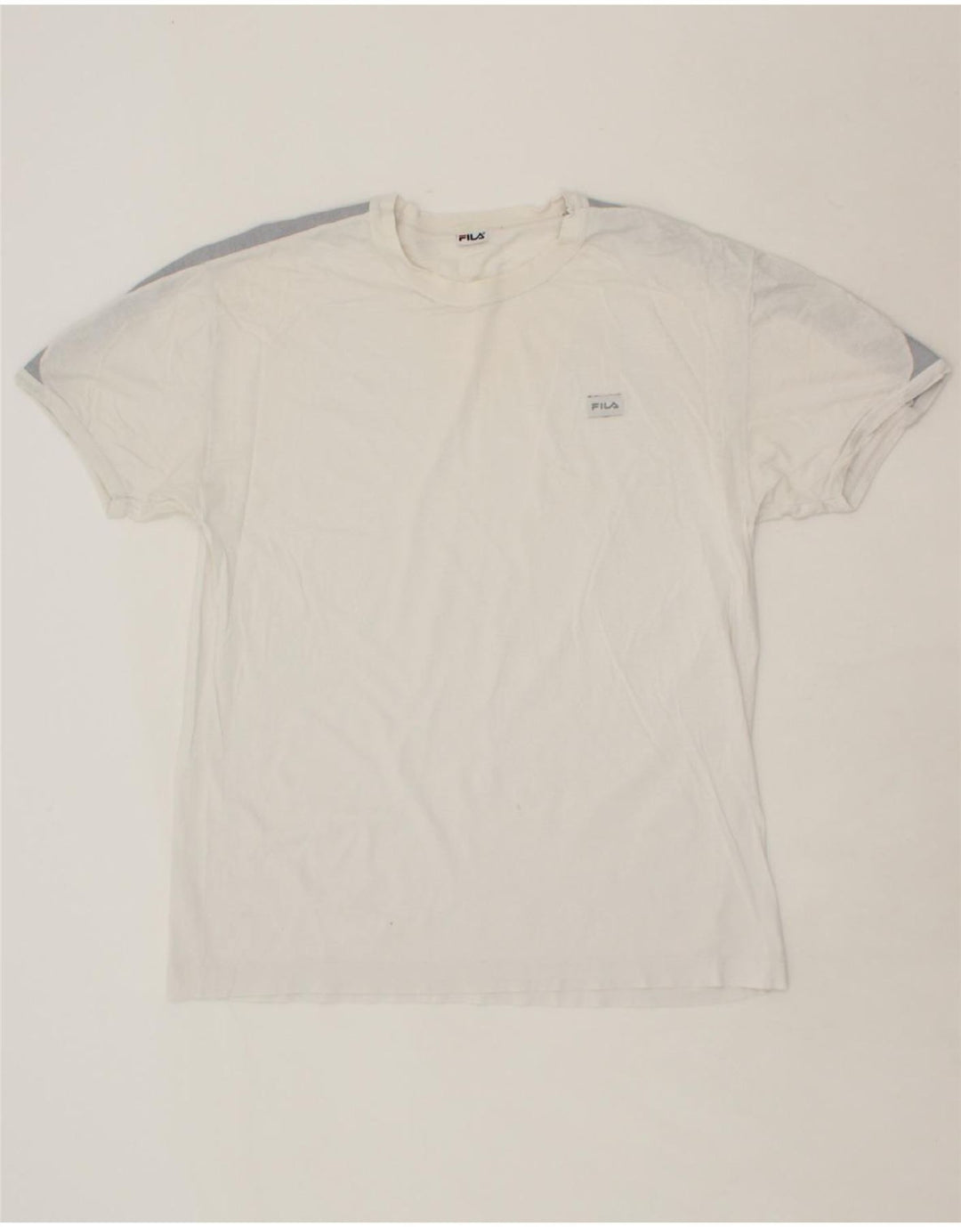 FILA Mens T-Shirt Top UK 38 Medium White Colourblock Cotton Vintage Fila and Second-Hand Fila from Messina Hembry 