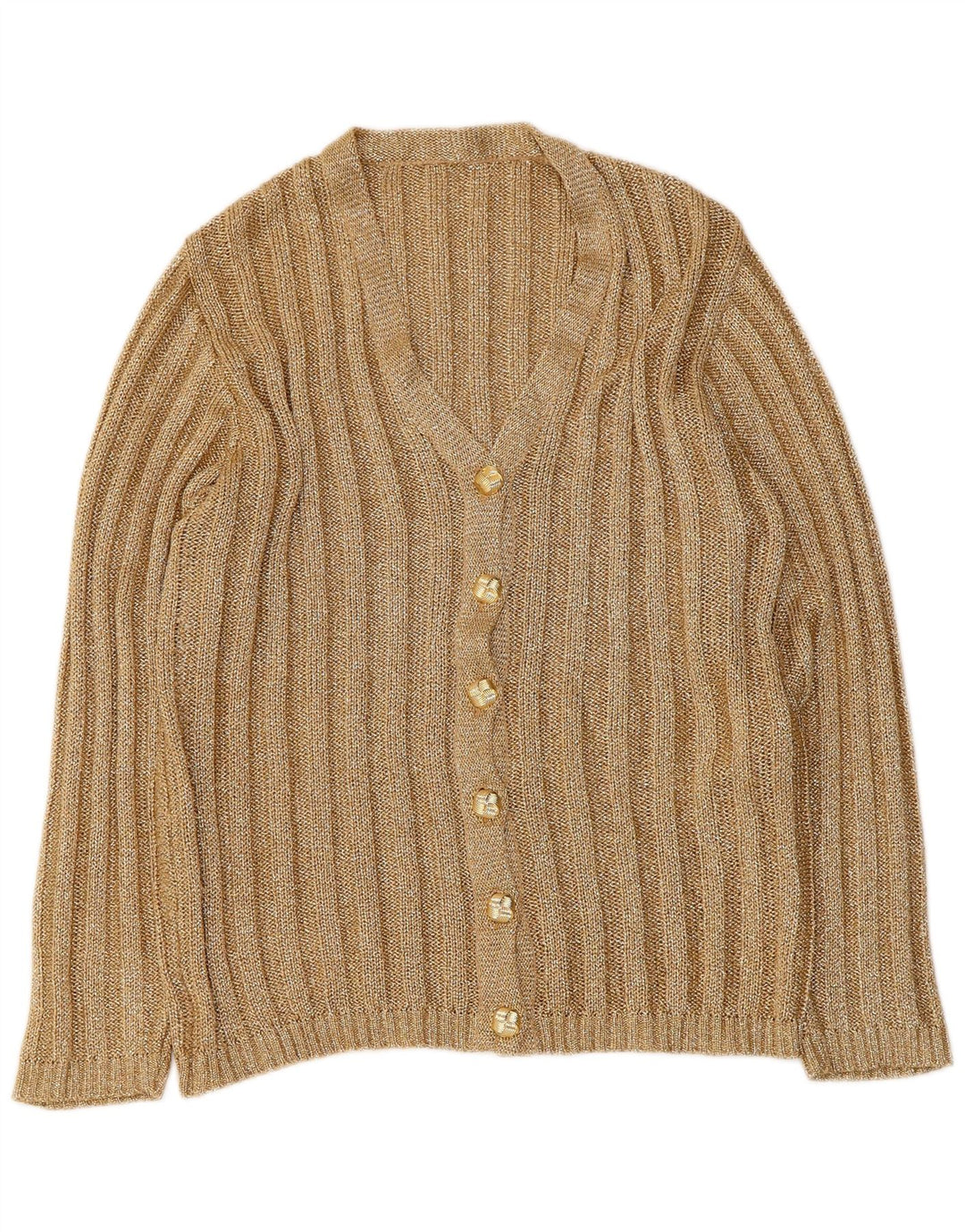 Sweter damski w stylu vintage, brytyjski 16, duży, złoty
