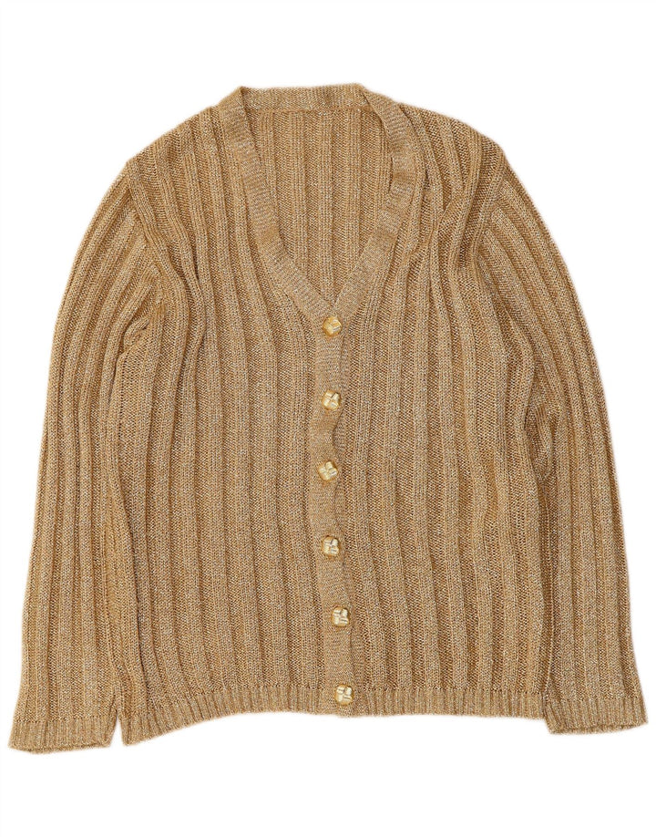Sweter damski w stylu vintage, brytyjski 16, duży, złoty