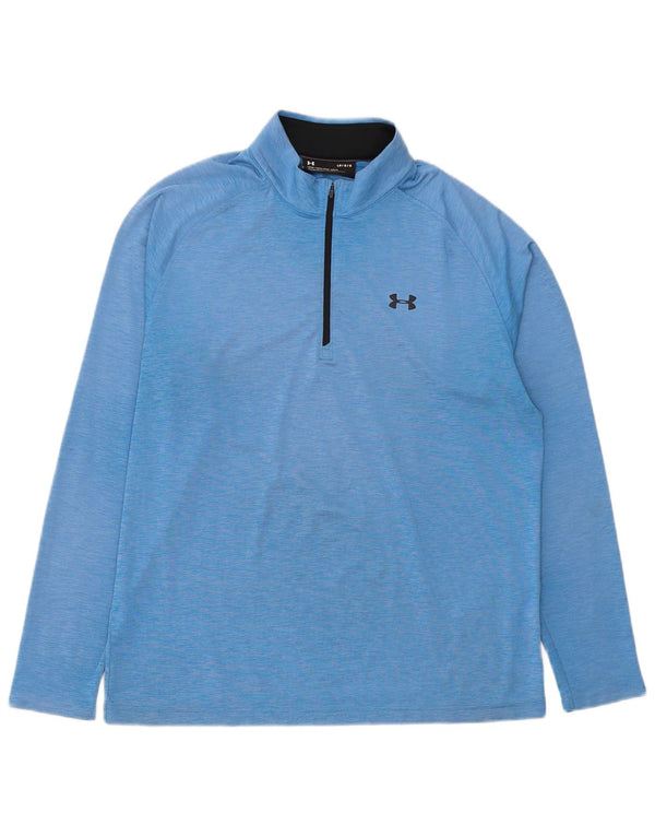 Męski dres Under Armour z zamkiem błyskawicznym i dużym niebieskim poliestrem