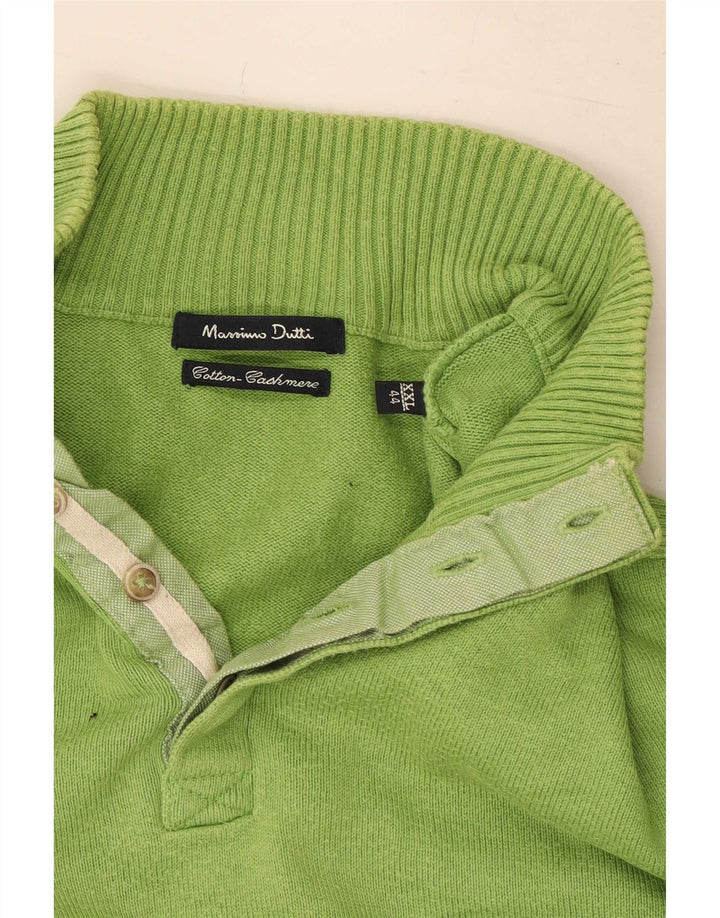 Męski sweter zapinany na guziki Massimo Dutti 2XL Zielony bawełniany