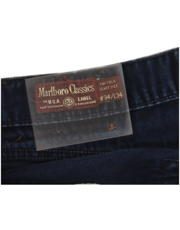Marlboro Classics Męskie proste dżinsy W34 L34 Niebieska bawełna