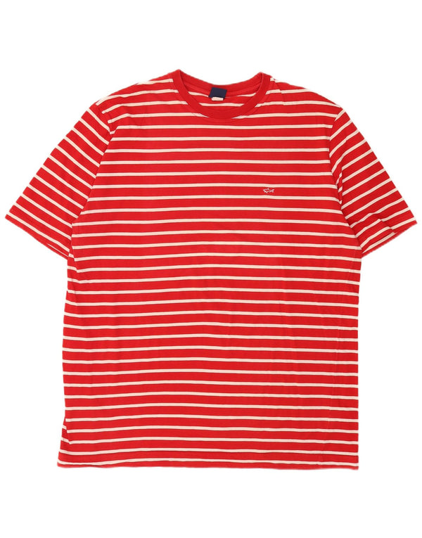 T-shirt męski Paul & Shark, bawełniany, czerwony, w prążki, 2XL