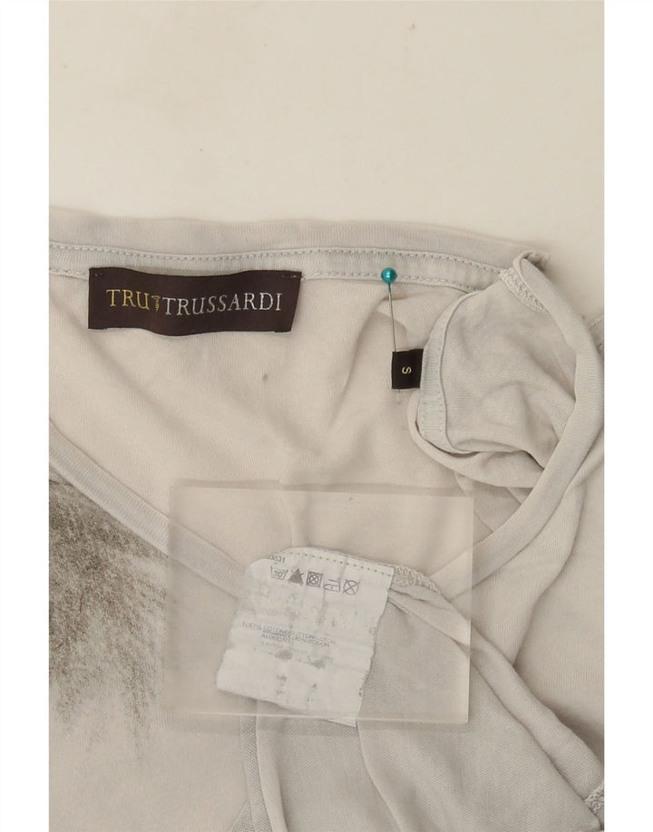 Męski T-shirt z grafiką TRUSSARDI, mały, szary, bawełniany