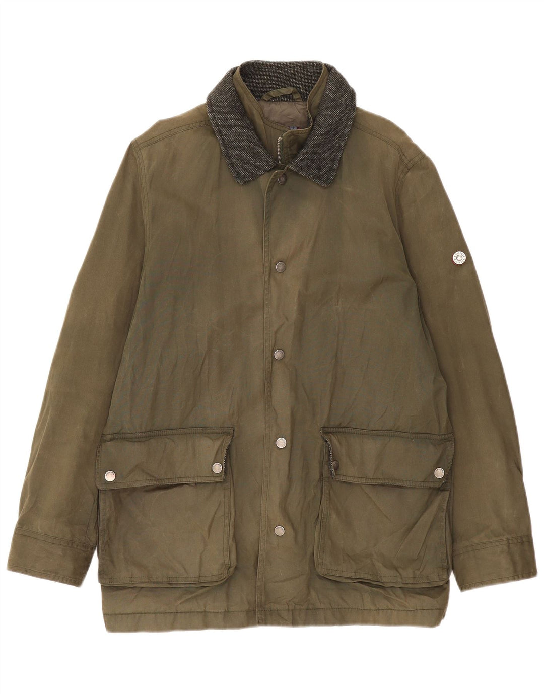 Męska kurtka z woskowanej bawełny Ben Sherman UK 38, średnia bawełna khaki