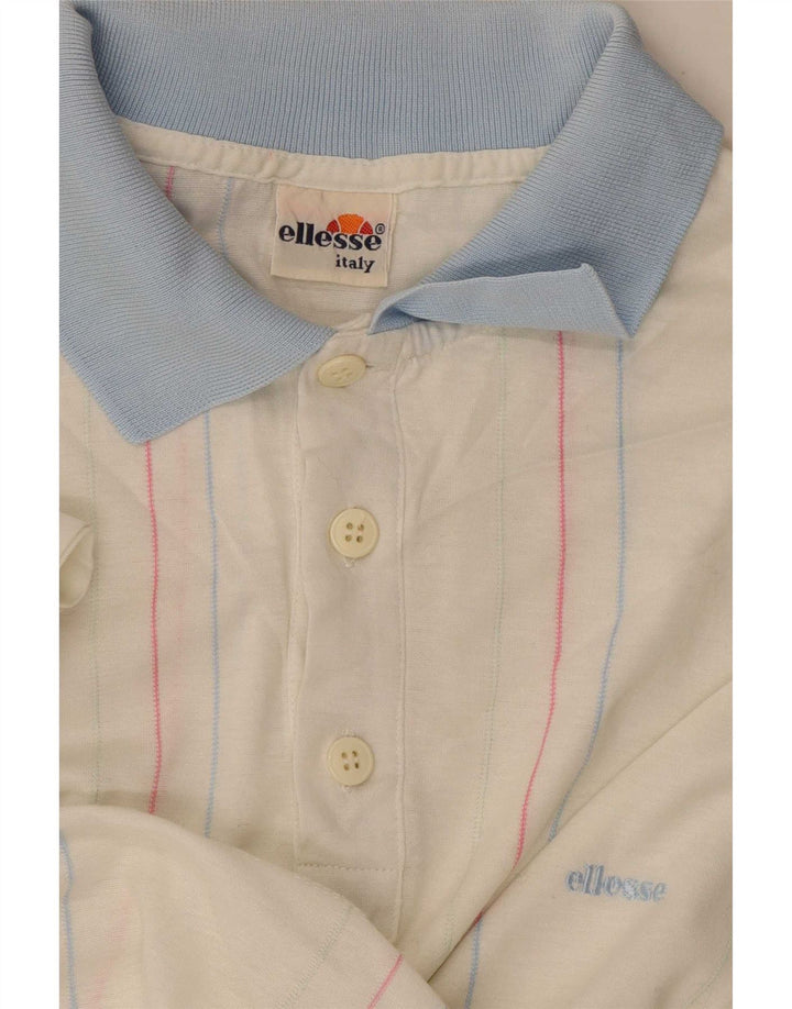 Męska koszulka polo Ellesse, bawełniana w średnie białe paski