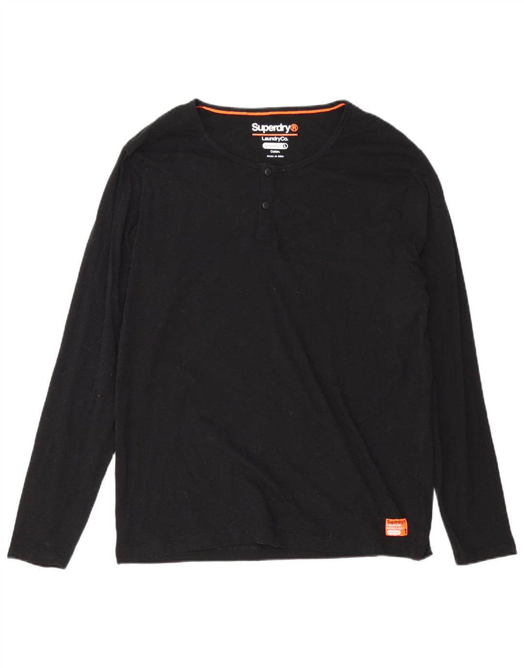 Męski top Superdry o regularnym kroju z długim rękawem 2XL, czarny, bawełniany