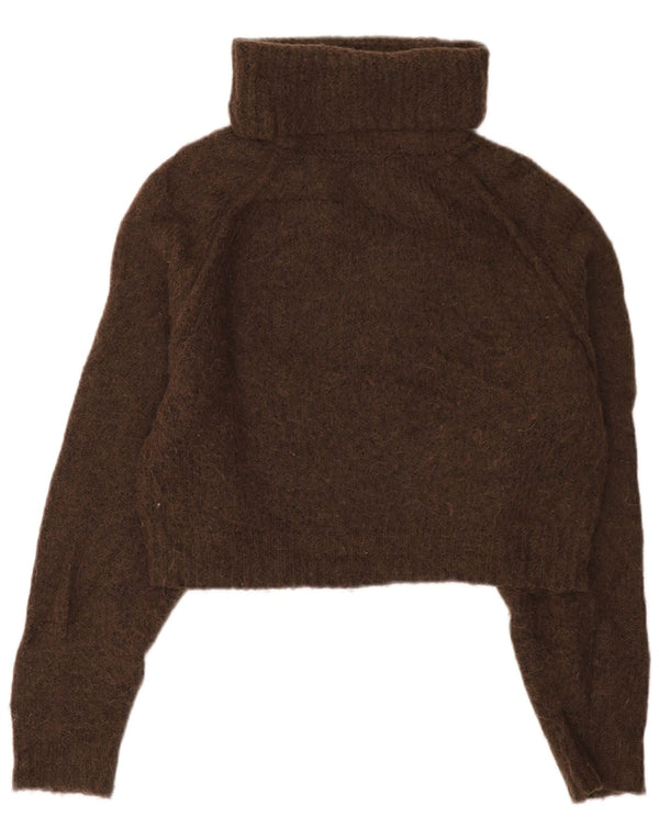 Damski sweter Zara z okrągłym dekoltem, UK 14, średni brązowy poliester