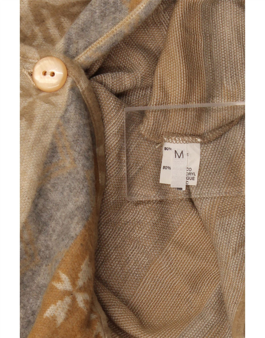 Sweter damski VINTAGE Crop Cardigan UK 14 Medium Beige Fair Isle