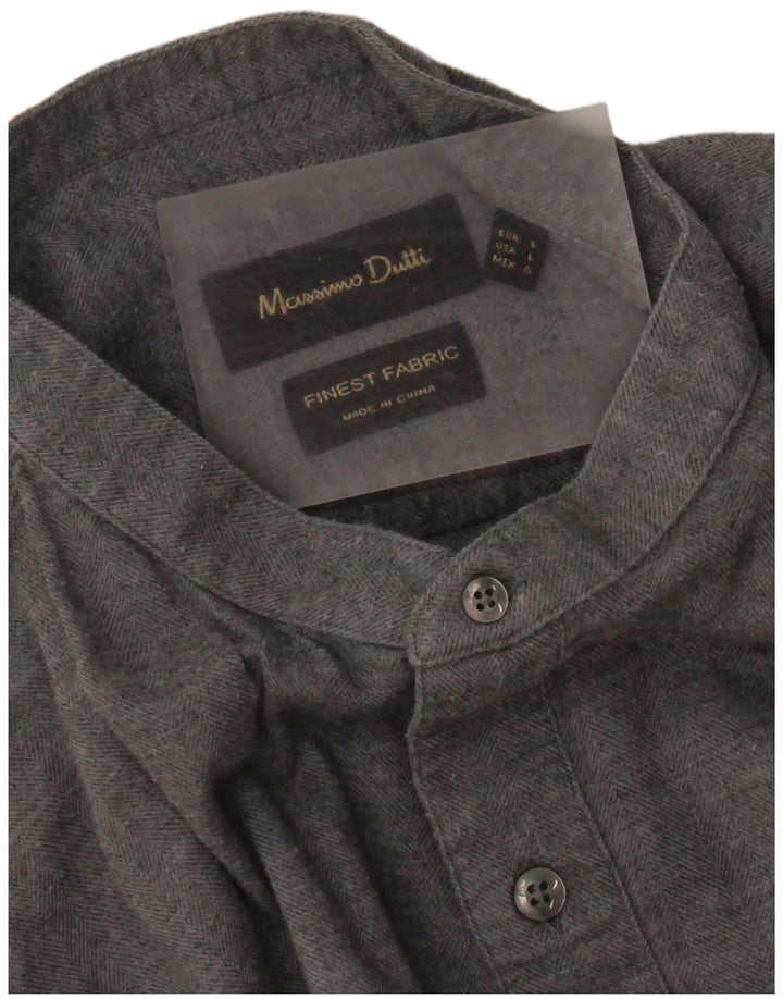Koszula męska Massimo Dutti, duża, szara, w jodełkę