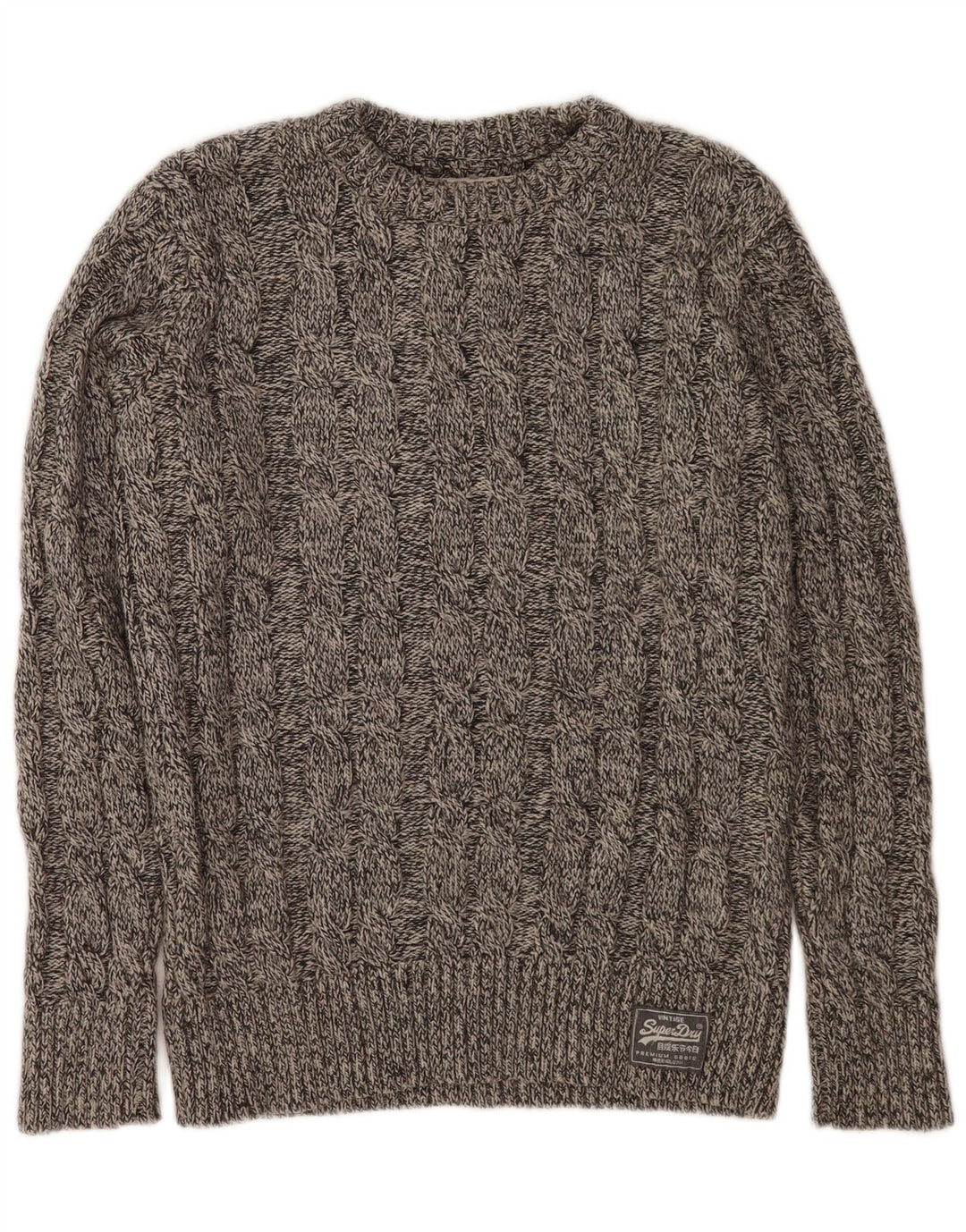 Męski sweter Superdry z okrągłym dekoltem, średnioszary, akrylowy w cętki
