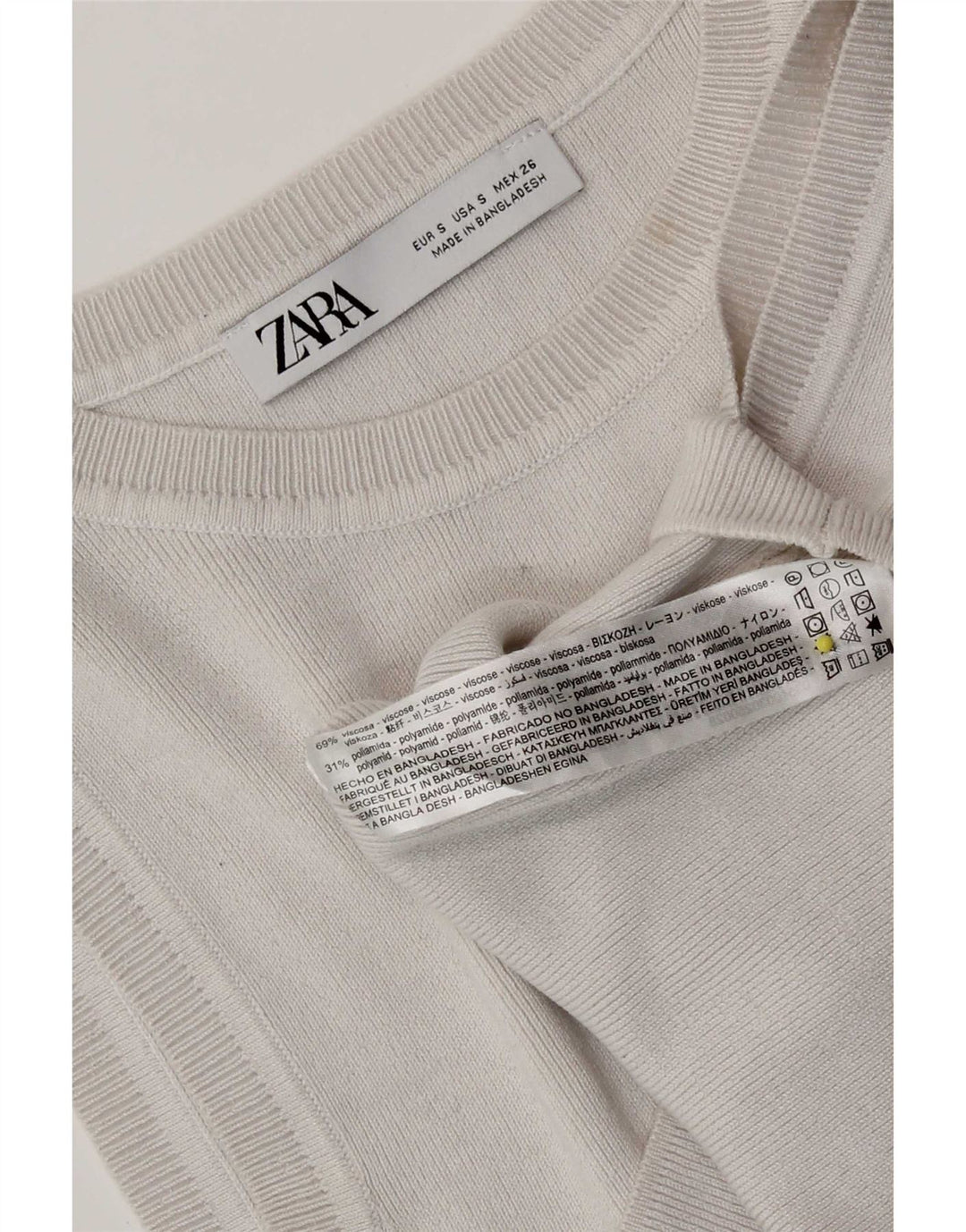 Damski sweterek Zara Crop Top UK 8 Small Off White Wiskoza