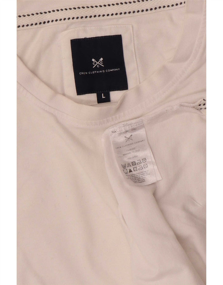 Crew Clothing Męski T-shirt Top, duży, biały, bawełniany