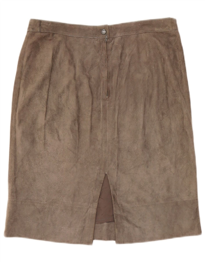 Vintage damska zamszowa spódnica W30 średni szary