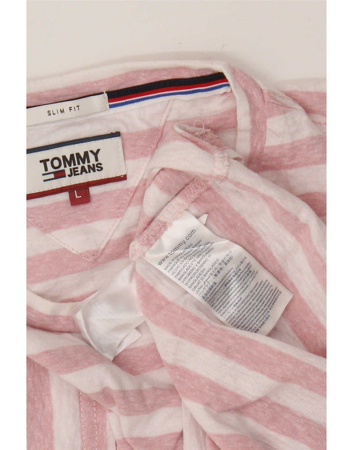 T-shirt męski Tommy Hilfiger z poliestru w duże różowe paski