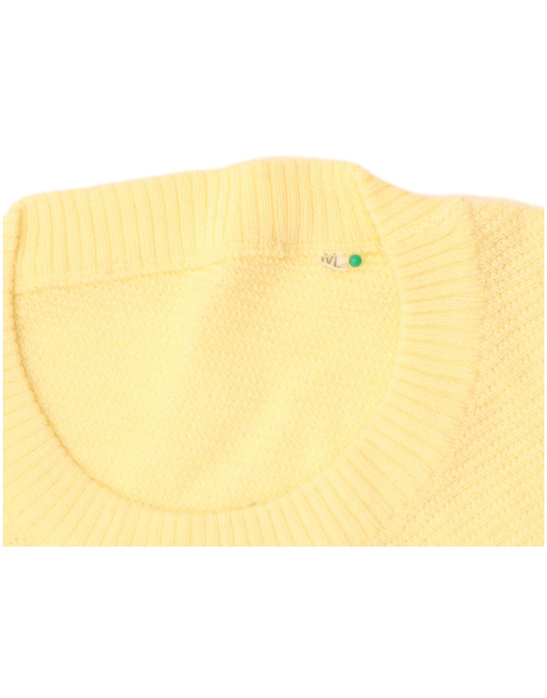 Sweter damski VINTAGE z okrągłym dekoltem UK 14 Średniej żółtej wełny