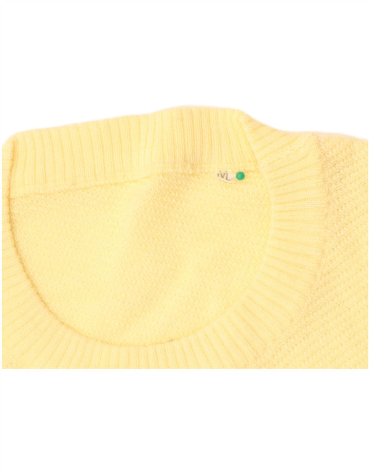 Sweter damski VINTAGE z okrągłym dekoltem UK 14 Średniej żółtej wełny