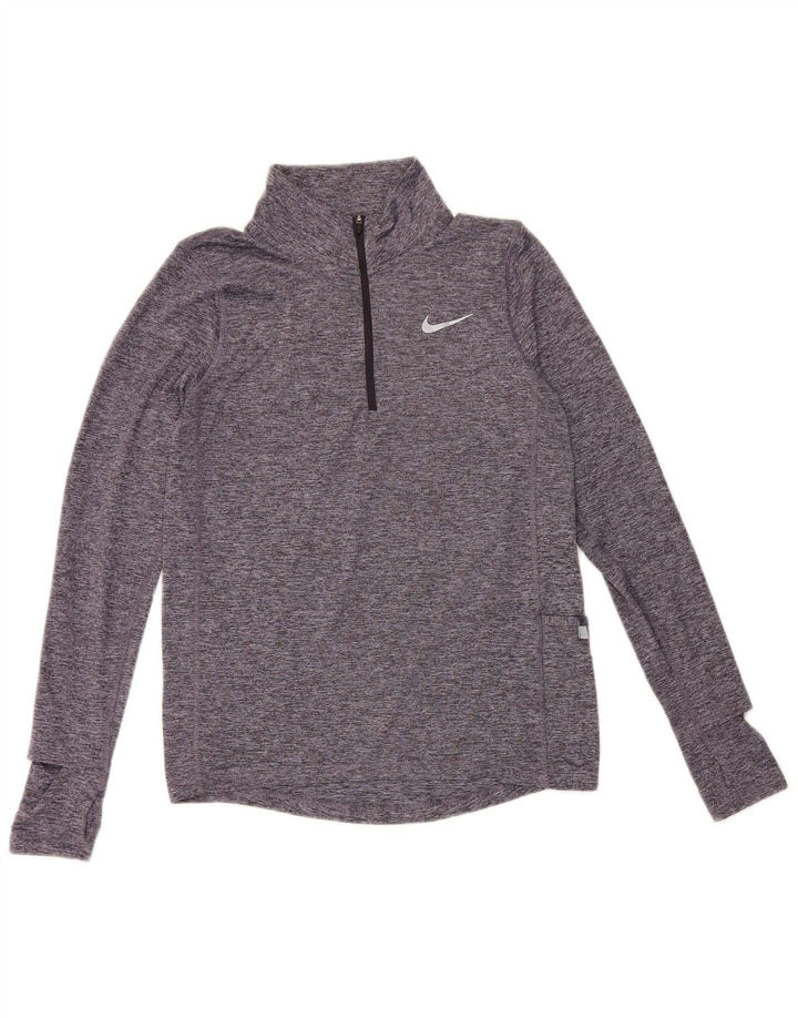 Męska koszulka Nike Dri Fit z zamkiem błyskawicznym i długim rękawem XS, niebieski, nakrapiany poliester