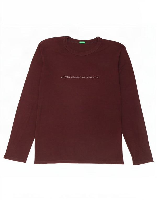 Damski top graficzny Benetton z długim rękawem, UK 18 XL, brązowy, bawełniany