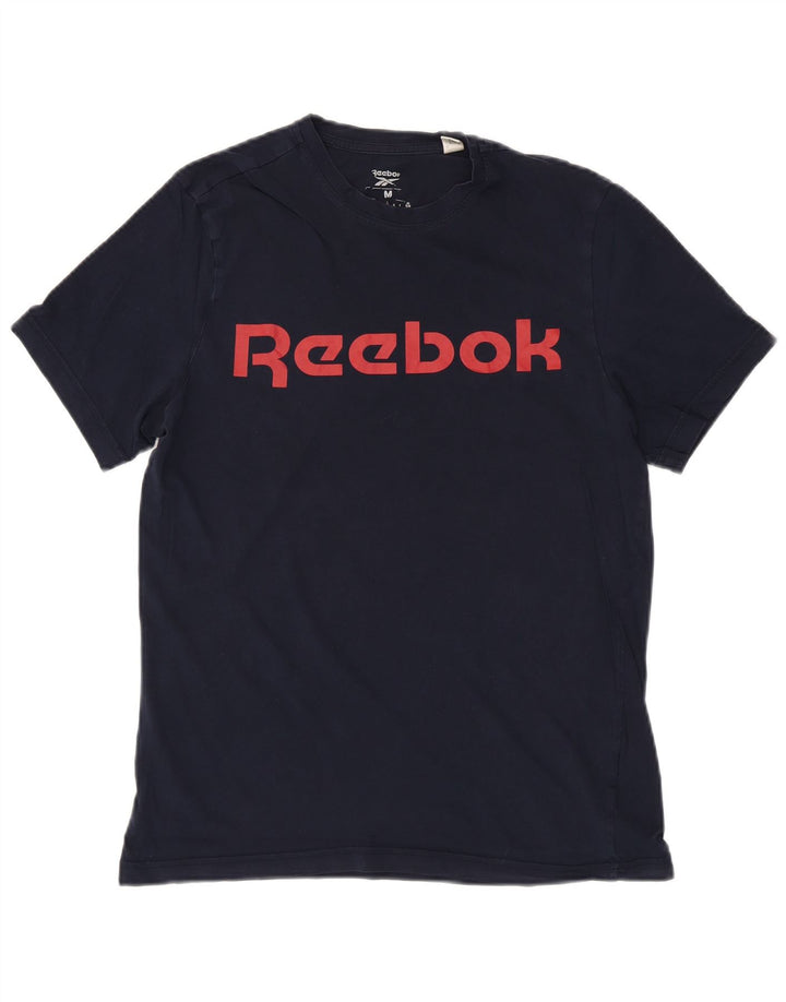 REEBOK Mens Graphic T-Shirt Top Medium Navy Blue