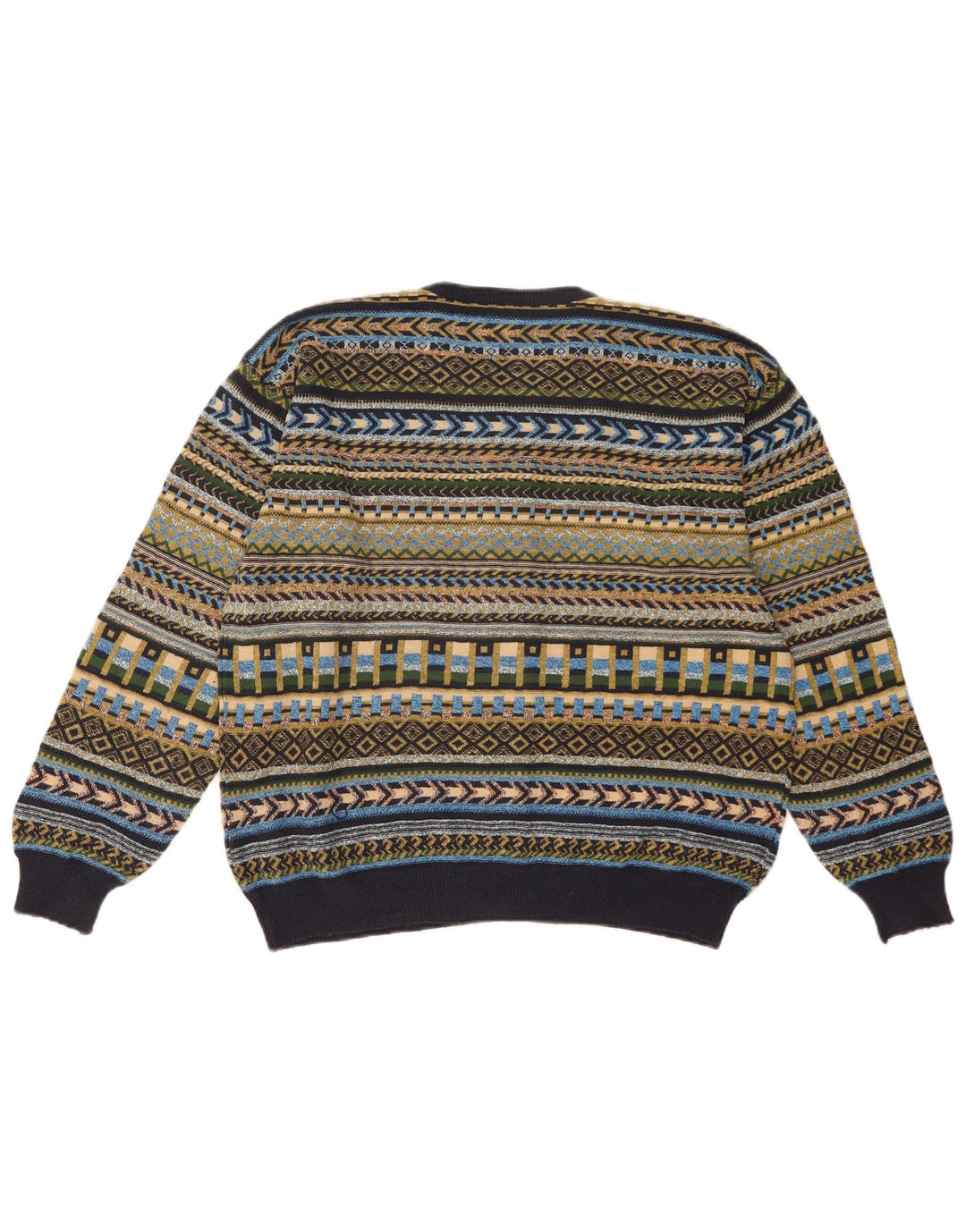 Sweter damski w stylu vintage, UK 16, duży, wielokolorowy, geometryczny
