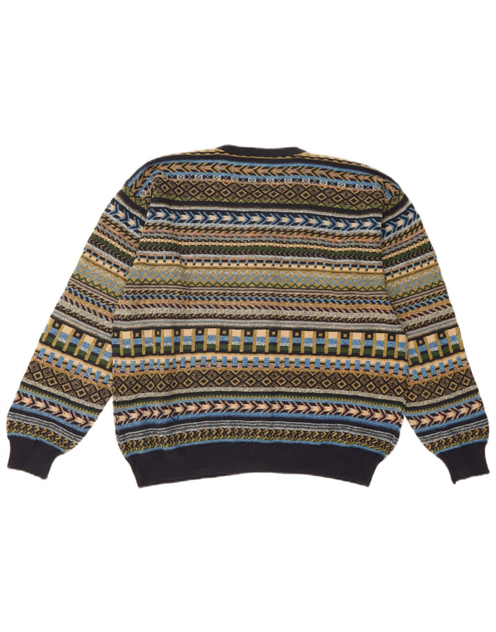 Sweter damski w stylu vintage, UK 16, duży, wielokolorowy, geometryczny