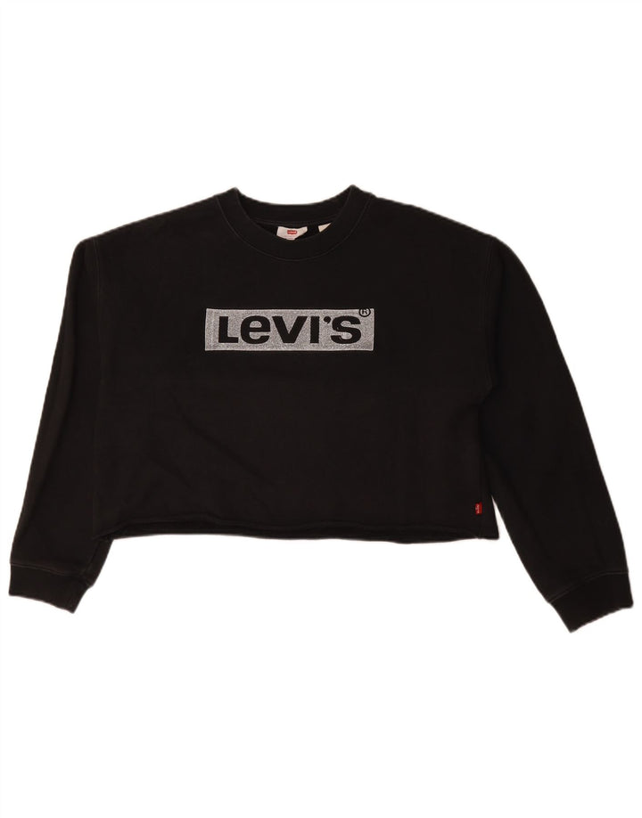 Damska koszulka Levi's Crop Oversize Graphic Top z długim rękawem UK 10 Small Black