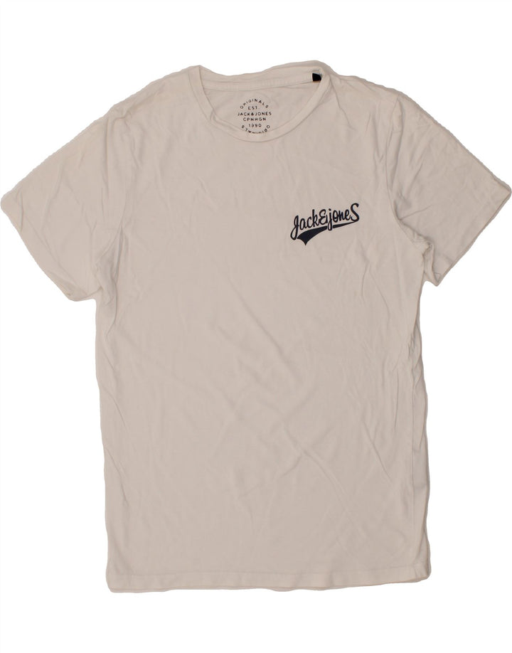 JACK & JONES Mens T-Shirt Top Small White Cotton Vintage Jack & Jones and Second-Hand Jack & Jones from Messina Hembry 