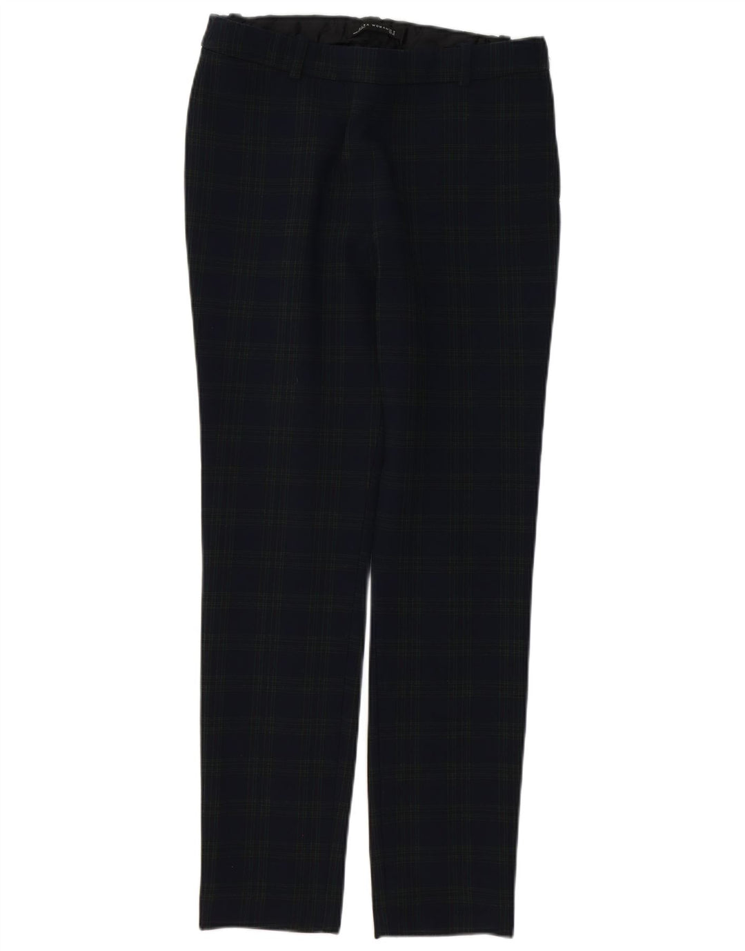 ZARA Womens Slim Suit Trousers Medium W30 L28 Navy Blue Check Polyester