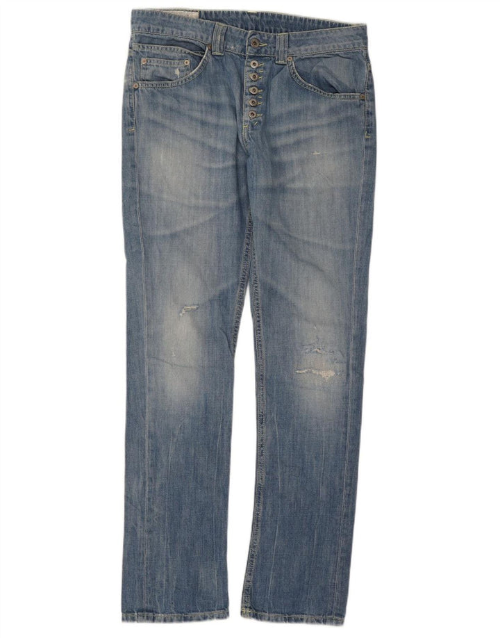 DONDUP Womens Distressed Straight Jeans W32 L32 Blue
